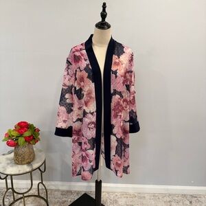 R & M Richard’s Women Floral Metallic Polka Dot Dress Top Cover / Duster - 20W